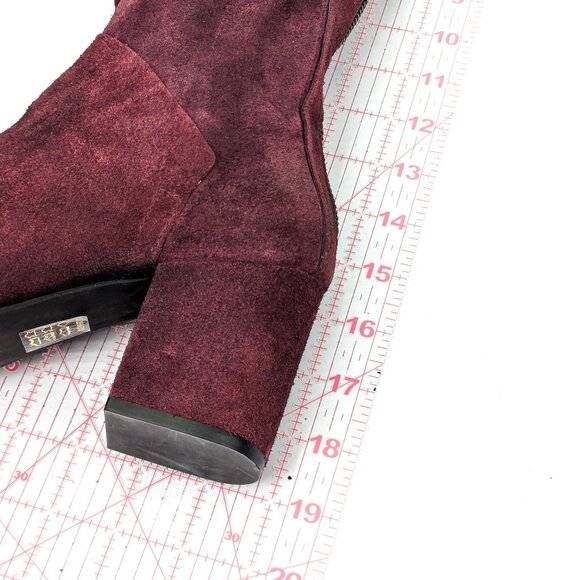 Free People Women Star Burgundy Distress Suede Retro 60s Zip Boots sz 8US EUR 38 - Picture 6 of 7